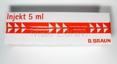 Stříkačka INJEKT 2-dílná 5ml LE červená sterilní 100ks