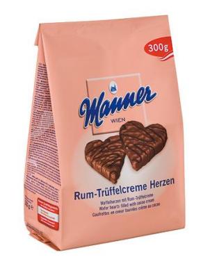 Manner Rum Herzen 300g Kakaovo-rumové srdce v čok.